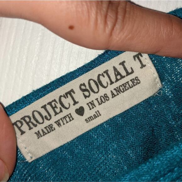 Urban Outfitters Project Social T Made In LA Teal Blue Sheer V Neck Tank Top S - Picture 5 of 13